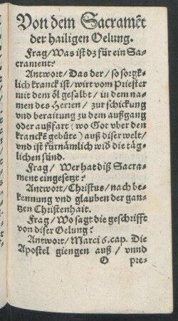 Von dem Sacrament der hailigen Oelung.