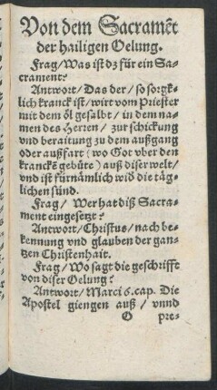 Von dem Sacrament der hailigen Oelung.