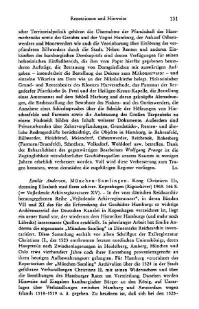 Andersen, Emilie :: München-Samlingen, Kong Christiern IIs, dronning Elisabeth med fleres arkiver, (Vejledende Arkivregistraturer, 15) : Kopenhagen, Rigsarkivet, 1969
