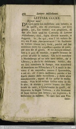 Lettera CCCXX. Signor mio!