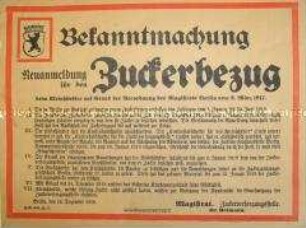 Bekanntmachung zur Neuanmeldung für den Zuckerbezug
