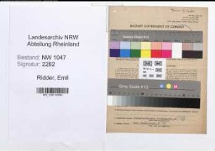 Entnazifizierung Emil Ridder , geb. 29.11.1903 (Elektriker)