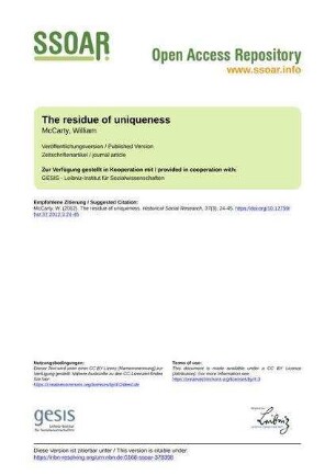 The residue of uniqueness