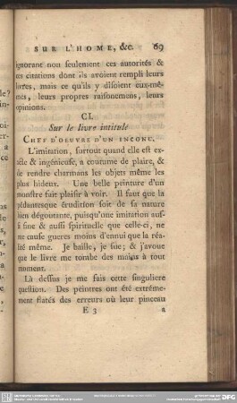 CI. Sur le livre intitulé