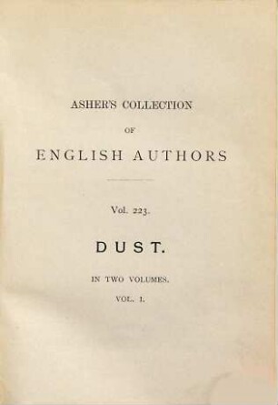 Dust : a novel ; in two volumes, 1