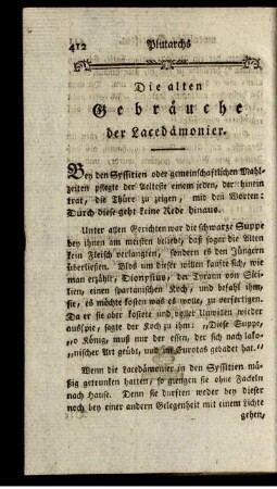 Die alten Gebräuche der Lacedämonier