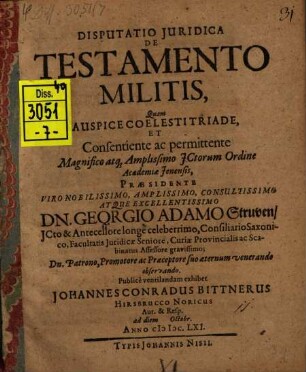 Disp. ... de testamento militis