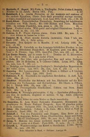 Antiquarischer Anzeiger von Felix Schneider in Basel. 69. 1886