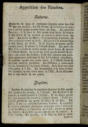 Apparition des Planètes.