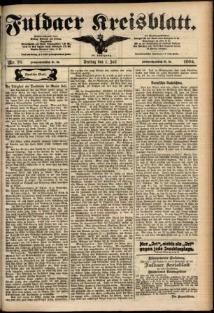 Zweite Ausgabe vom Freitag, den 01. Juli 1904.