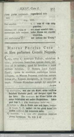 Marcus Porcius Cato ex libro posteriore Cornelii Nepotis