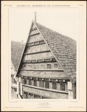Wohnhaus Bierstraße, Osnabrück: Ansicht (aus: Blätter für Architektur und Kunsthandwerk, 12. Jg., 1899, Tafel 88)