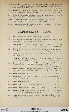 Tapisseries – Tapis (Nr. 131-145)