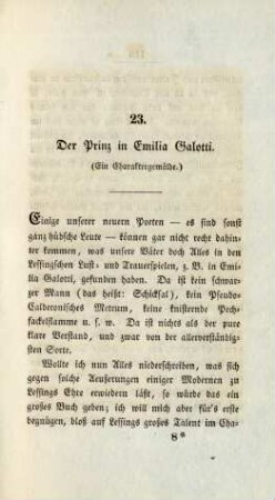 23. Der Prinz in Emilia Galotti. (Ein Charaktergemälde.)