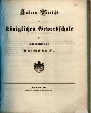 Jahresbericht der Königlichen Gewerbschule zu Schweinfurt : für das Schuljahr ... 1865/66