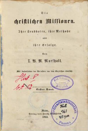 Die christlichen Missionen : ihre Sendboten, ihre Methode und ihre Erfolge, 1