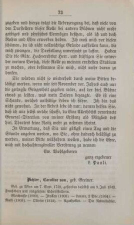 Pichler, Caroline von, geb. Greiner