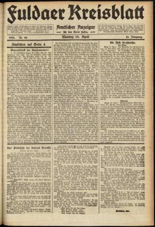 Ausgabe vom Montag, den 19. April 1920.