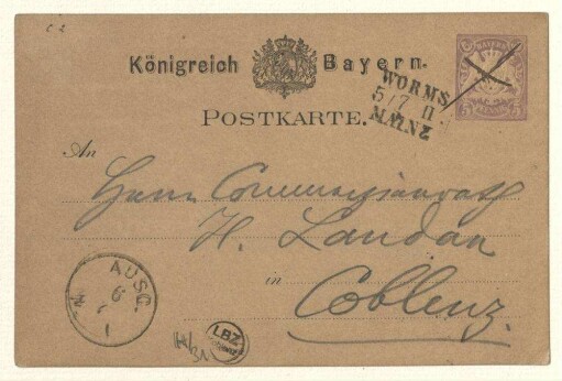 Eigenhändige Postkarte mit Unterschrift
