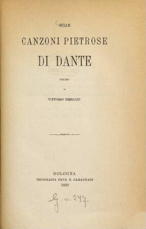 Sulle Canzoni pietrose di Dante