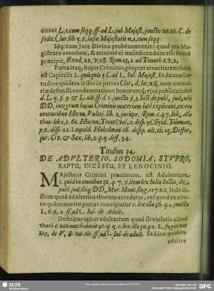 Titulus 34. De Adulterio, Sodomia, Stupro, Raptu, Incestu, Et Lenocinio