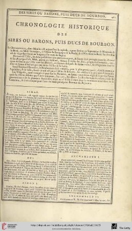 Chronologie historique des sires ou barons, puis ducs de Bourbon
