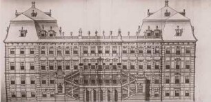 Entwurf für die Erweiterung des Taschenbergpalais in Dresden: Aufriß der Fassade zum Zwinger