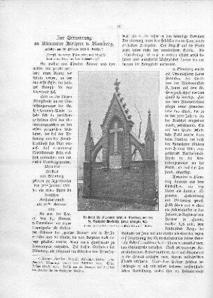 Zur Erinnerung an Alexander Freiherr v. Blomberg