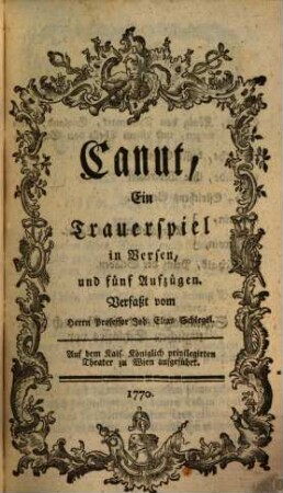 Canut : Ein Trauerspiel in Versen, und fünf Aufzügen