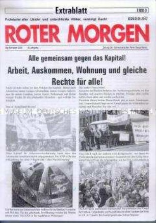 Extrablatt der KPD-Zeitung "Roter Morgen" zum 1. Mai