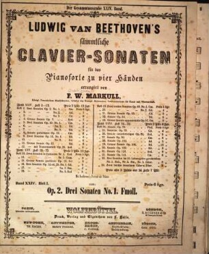 Sämmtliche Compositionen, 24. Sämmliche Clavier-Sonaten für das Pianoforte zu vier Händen