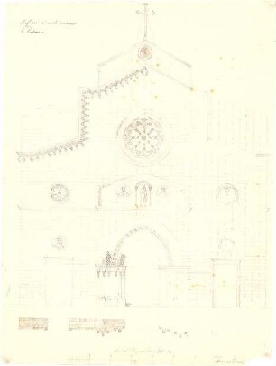 Zocher, Ernst; Palermo (Sizilien); "S. Francesco chiavara" - Schnitt, Aufriss