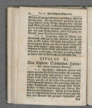 Titulus XI. Von Küstern/ Schmieden/Hirten/ und andern gemeinen Dienern.