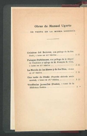 Obras de Manuel Ugarte : De venta an la misma librería