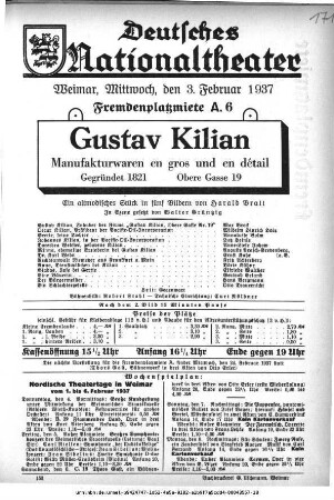 Gustav Kilian Manufakturwaren en gros und en détail Gegründet 1821 Obere Gasse 19