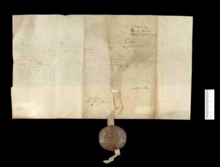 Taidingsbrief zwischen dem Kloster Steinheim und der Stadt Marbach wegen des Baus der Brücke über die Murr.