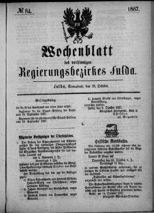 Nr. 84, Ausgabe vom 19. Oktober 1867