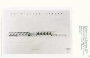Spezialsanatorium, Berlin-Schwanenwerder (Diplomarbeit bei Kurt Dübbers): Ansicht von Süden 1:200