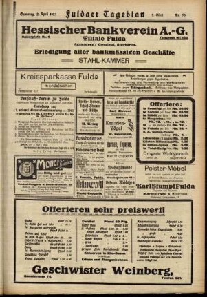 Zweite Ausgabe vom Samstag, den 02. April 1921.