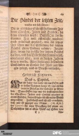 Die Händel der letzten Zeit