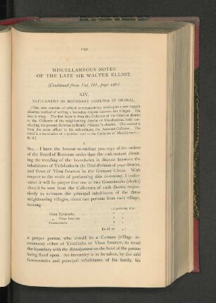 Miscellaneous Notes of the Late Sir Walter Elliot.