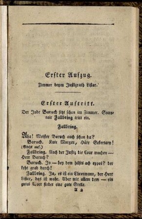 Erster Aufzug. Zimmer beym Justizrath Listar.