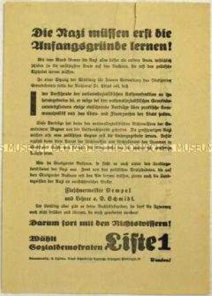 Aufruf der SPD zur preußischen Landtagswahl 1932