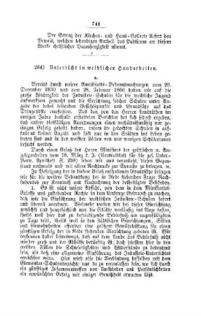 Unterricht in weiblichen Handarbeiten : [V. Elementarschulwesen]