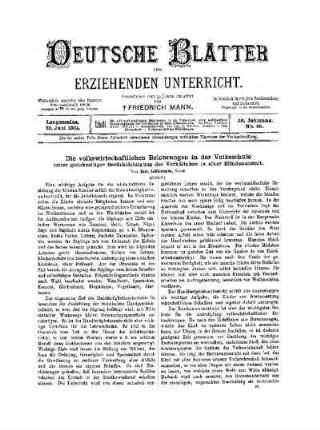 Die volkswirtschaftlichen Belehrungen in der Volksschule unter gleichzeitiger Berücksichtigung der Verhältnisse in einer Blindenanstalt : (Schluß)