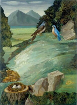Landschaft mit zwei Vögeln