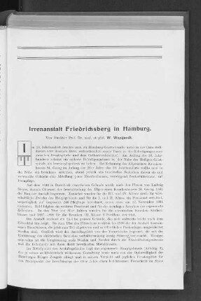 Irrenanstalt Friedrichsberg in Hamburg.