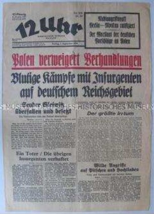 Berliner Tageszeitung "12 Uhr" zu den ersten Kampfhandlungen des 2. Weltkrieges