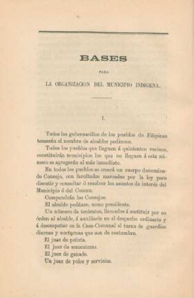 Bases para la organización del municipio indígena