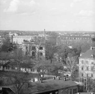 Dresden-Neustadt. Blick vom Wohnhaus Hospitalstraße 13/15 nach Norden zur Eschebachvilla